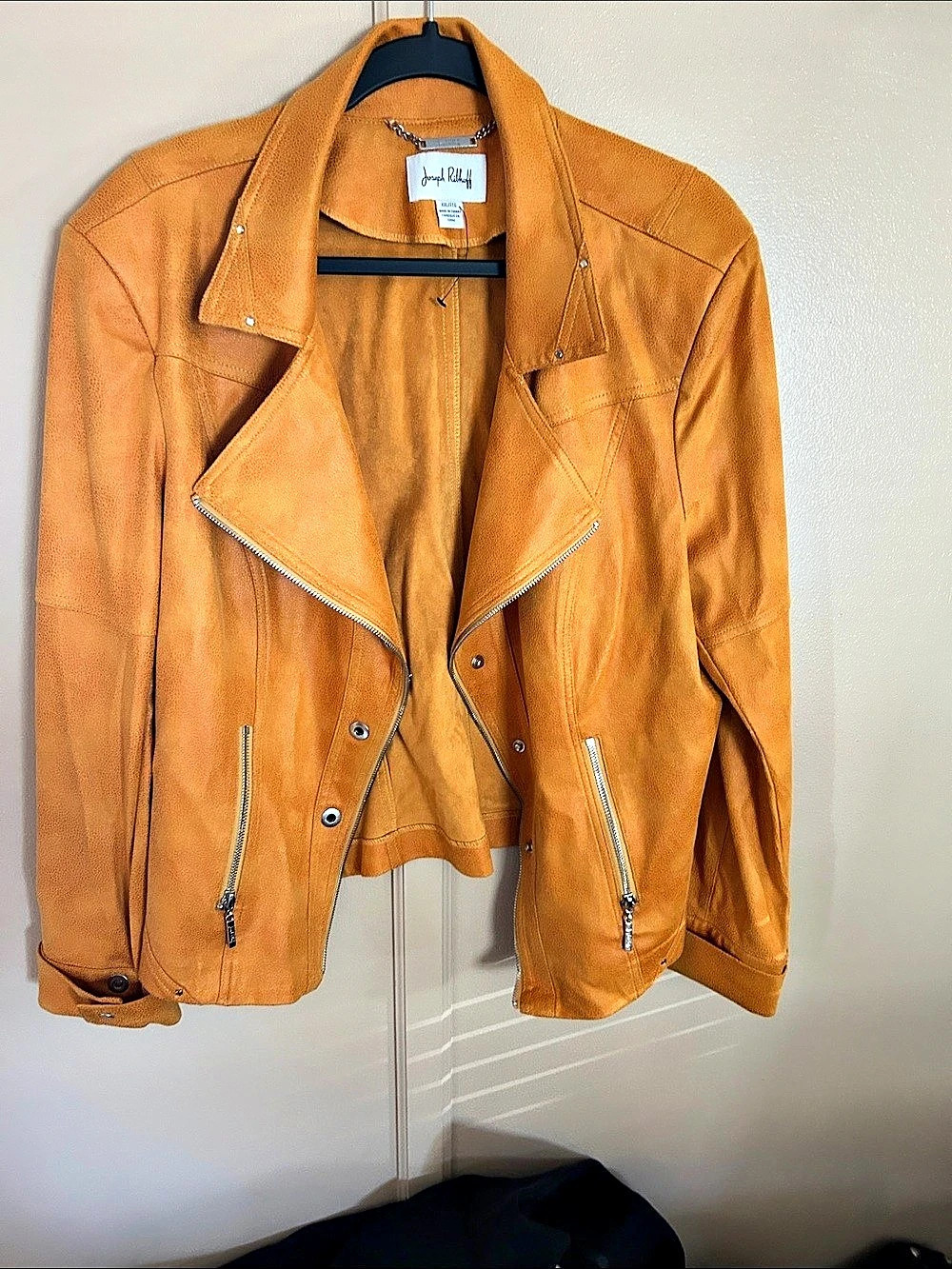 Joseph Ribkoff Moto Jacket in Orange Size Small